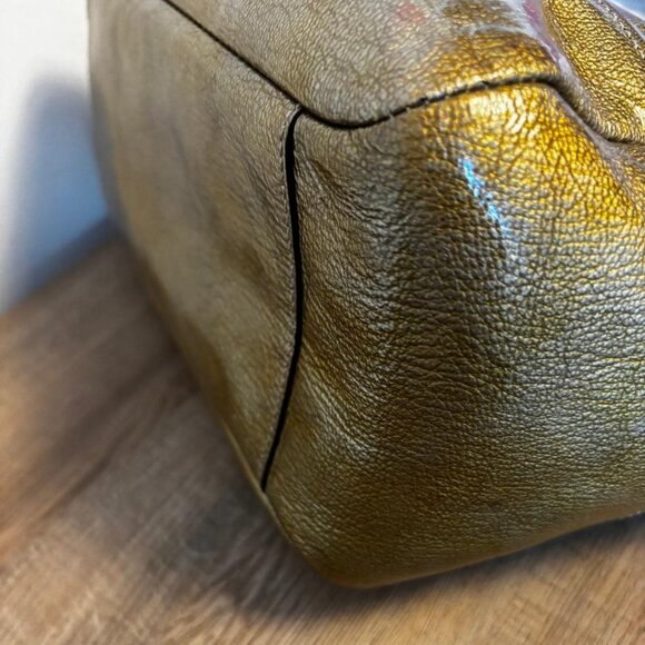 Coach Madison Tribeca Metallic Gold Patent Leather Chain Hobo Bag - Picture 5 of 9
